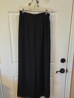 Papell Boutique Black Evening Wide-Leg Trousers